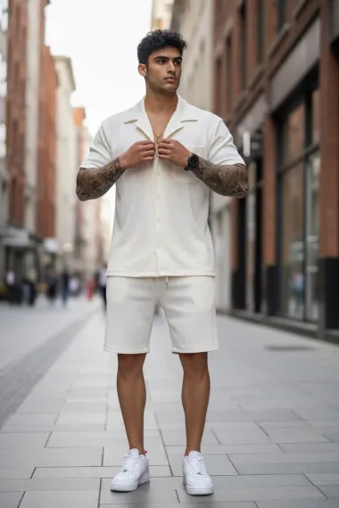 Compleu de vara camasa + pantaloni alb 3179