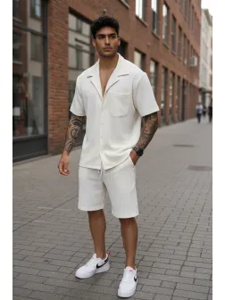 Compleu de vara camasa + pantaloni alb 3179