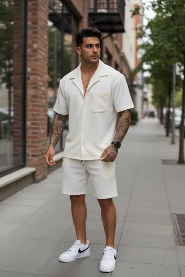 Compleu de vara camasa + pantaloni alb 3179