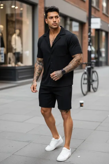 Compleu de vara camasa + pantaloni negru 3179