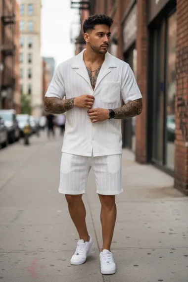 Compleu de vara camasa + pantaloni alb 3180