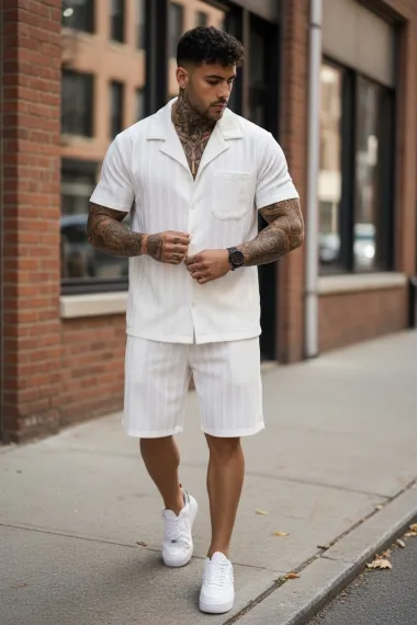 Compleu de vara camasa + pantaloni alb 3180