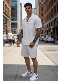 Compleu de vara camasa + pantaloni alb 3180