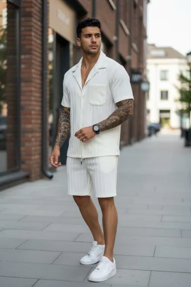 Compleu de vara camasa + pantaloni crem 3180