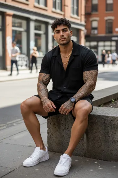 Compleu de vara camasa + pantaloni negru 3180