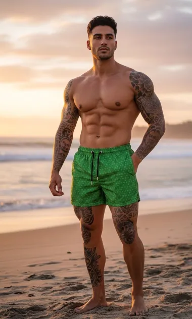 Sort de baie casual verde 12730 90-2.1