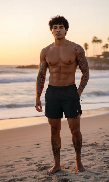 Sort de baie casual negru 12732 D6-4.3