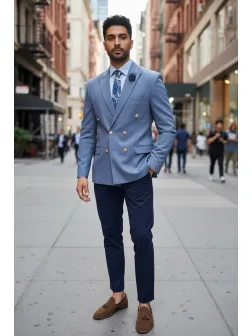 Sacou barbati slim fit, 2 randuri de nasturi, gri 11848 64-4