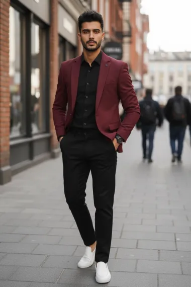 Sacou barbati slim fit grena B8339 89-5
