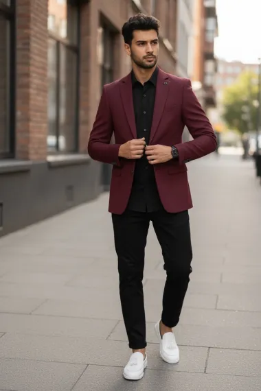 Sacou barbati slim fit grena B8339 89-5