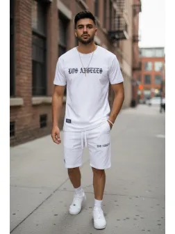 Compleu de vara tricou + pantaloni, alb, TS950 D6-1.1