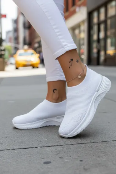 Espadrile dama casual albe 566 T58-1