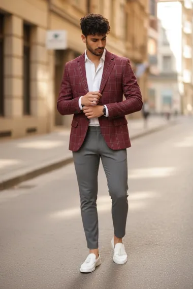 Sacou barbati slim fit grena 10324 S1-3