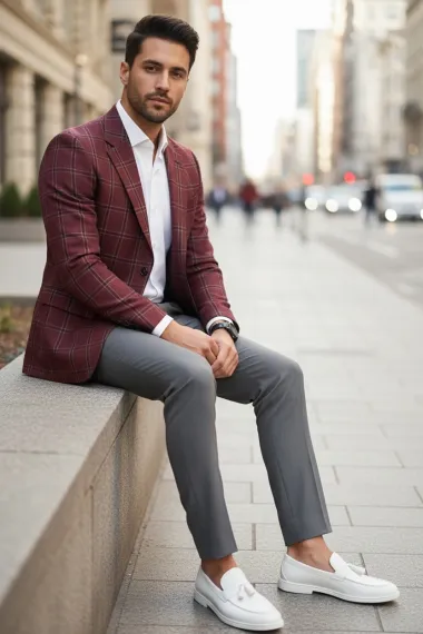 Sacou barbati slim fit grena 10324 S1-3