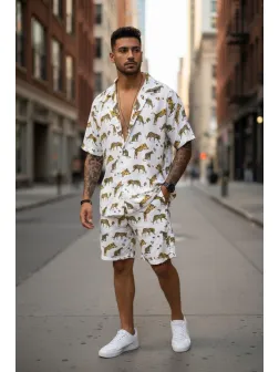 Compleu de vara camasa imprimeu + pantaloni 12826 K5-3