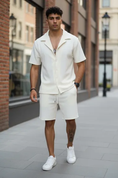 Compleu de vara camasa + pantaloni alb 3170 40-5.3