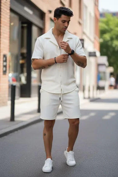 Compleu de vara camasa + pantaloni alb 3170 40-5.3