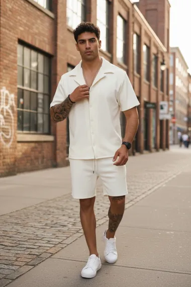 Compleu de vara camasa + pantaloni alb 3170 40-5.3