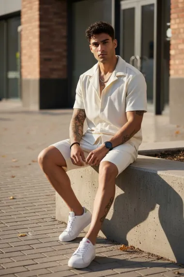 Compleu de vara camasa + pantaloni alb 3170 40-5.3