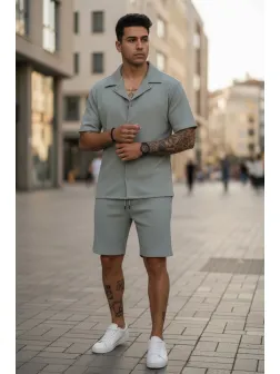 Compleu de vara camasa + pantaloni verde 3170 125-2