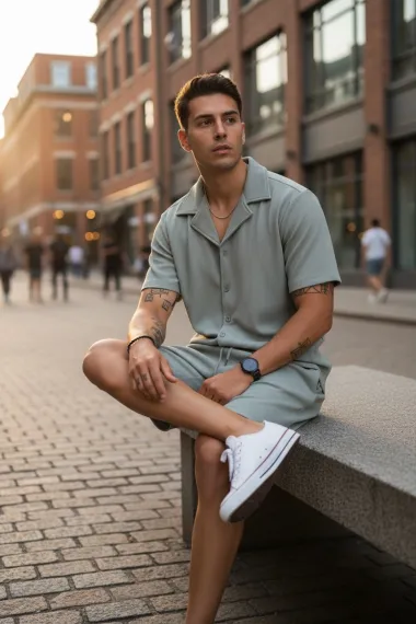 Compleu de vara camasa + pantaloni verde 3170 125-2