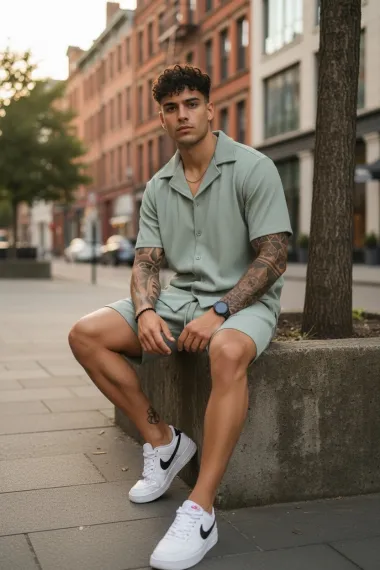 Compleu de vara camasa + pantaloni verde 3170 125-2