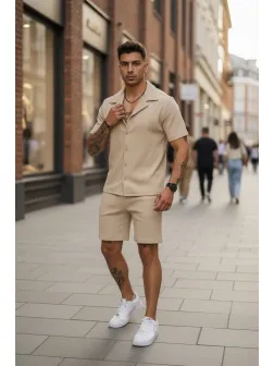 Compleu de vara camasa + pantaloni bej 3170 125-2