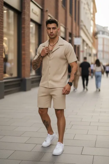 Compleu de vara camasa + pantaloni bej 3170 125-2