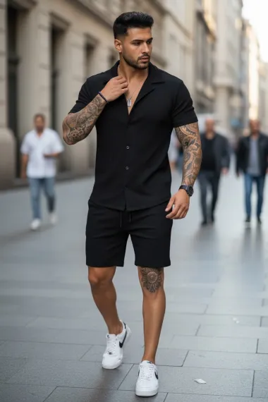 Compleu de vara camasa + pantaloni negru 3170 34-3.3