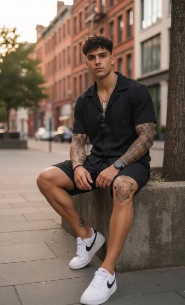 Compleu de vara camasa + pantaloni negru 3170 34-3.3