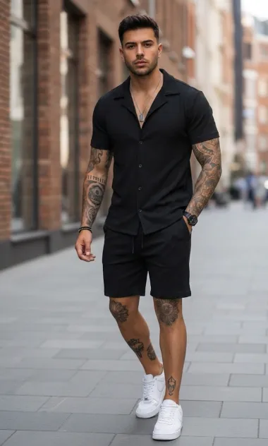 Compleu de vara camasa + pantaloni negru 3170 34-3.3