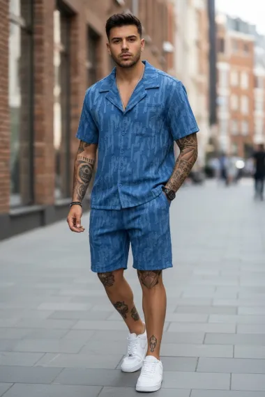 Compleu de vara camasa + pantaloni albastru 3172 89-2.1