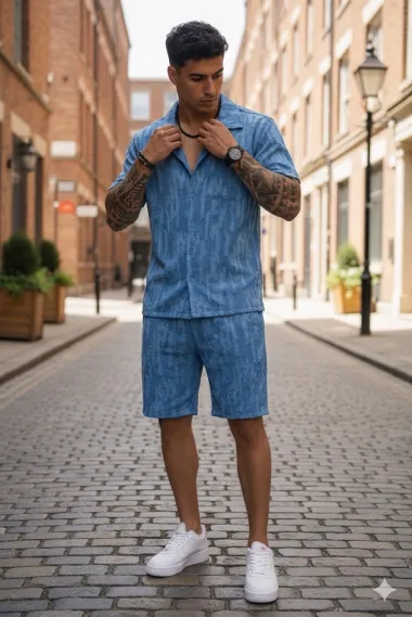 Compleu de vara camasa + pantaloni albastru 3172 89-2.1