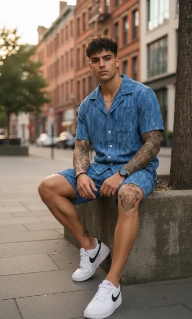 Compleu de vara camasa + pantaloni albastru 3172 89-2.1