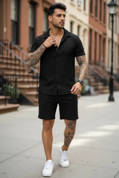 Compleu de vara camasa + pantaloni negru 3173 83-3.1