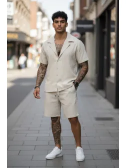 Compleu de vara camasa + pantaloni bej 3173 83-4.1