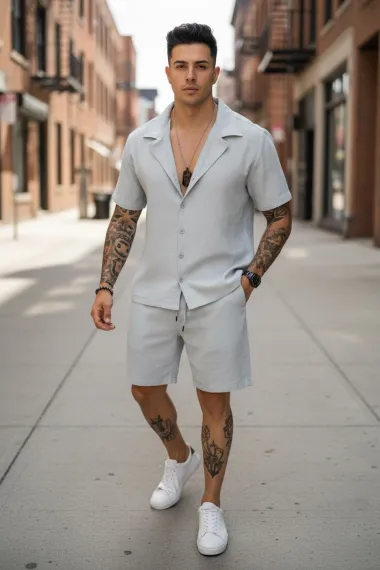 Compleu de vara camasa + pantaloni gri 3173 82-3.2