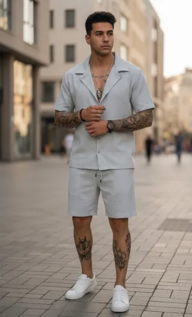 Compleu de vara camasa + pantaloni gri 3173 82-3.2