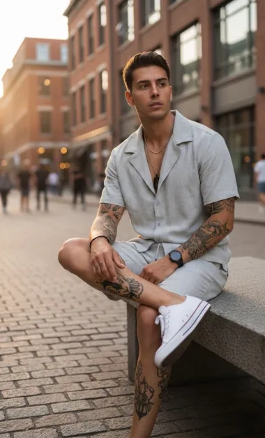 Compleu de vara camasa + pantaloni gri 3173 82-3.2