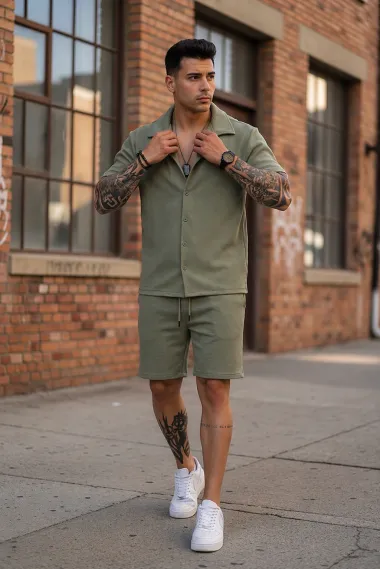 Compleu de vara camasa + pantaloni kaki 3173 83-2.1