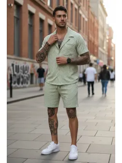 Compleu de vara camasa + pantaloni verde 3175 39-3.2