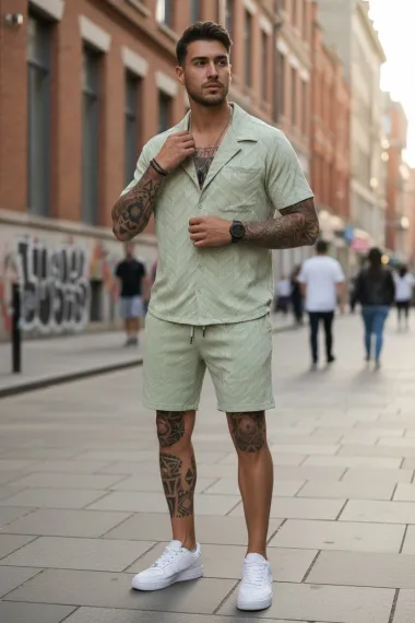 Compleu de vara camasa + pantaloni verde 3175 39-3.2