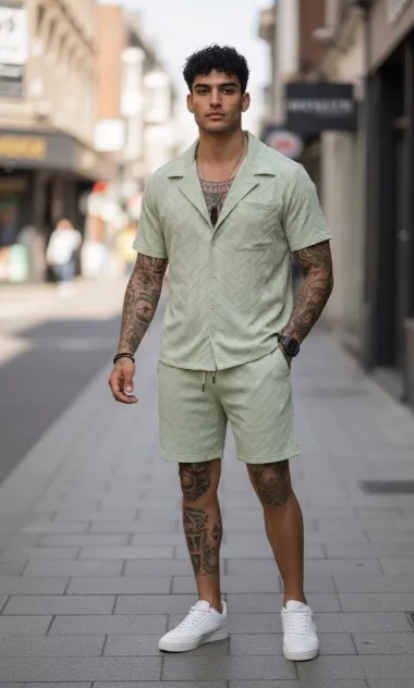 Compleu de vara camasa + pantaloni verde 3175 39-3.2