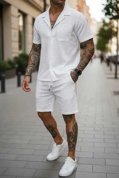 Compleu de vara camasa + pantaloni alb 3175 86-4.2