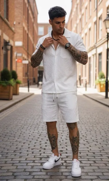 Compleu de vara camasa + pantaloni alb 3175 86-4.2