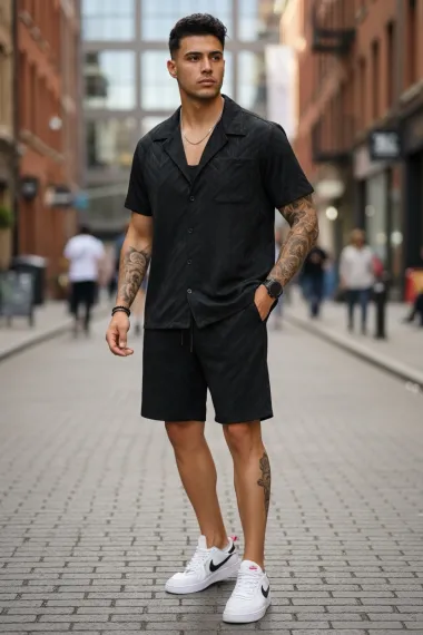 Compleu de vara camasa + pantaloni negru 3175 86-4.3