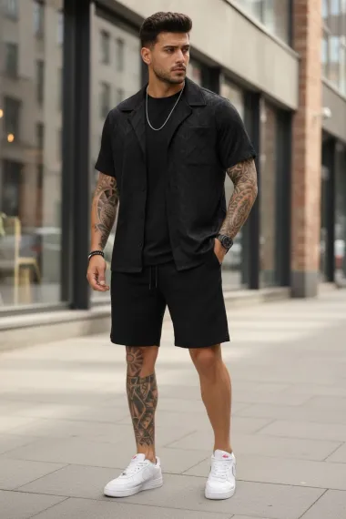 Compleu de vara camasa + pantaloni negru 3175 86-4.3