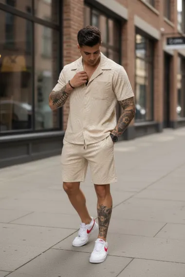 Compleu de vara camasa + pantaloni bej 3176 34-5.3