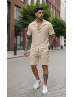 Compleu de vara camasa + pantaloni bej 3176 34-5.3