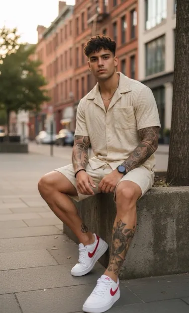 Compleu de vara camasa + pantaloni bej 3176 34-5.3